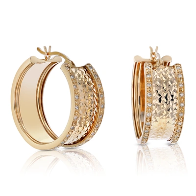 Vir Jewels 1/4 Cttw Diamond Hoop Earrings Rose Gold Plated Over .925 Silver 1 Inch Design In Gold
