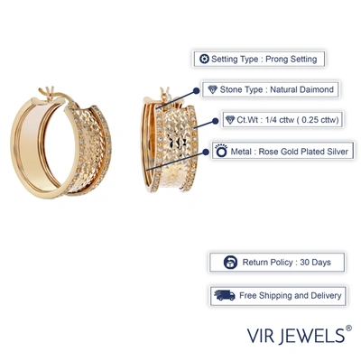 Vir Jewels 1/4 Cttw Diamond Hoop Earrings Rose Gold Plated Over .925 Silver 1 Inch Design In Gold