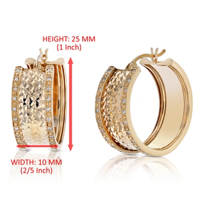 Vir Jewels 1/4 Cttw Diamond Hoop Earrings Rose Gold Plated Over .925 Silver 1 Inch Design In Gold