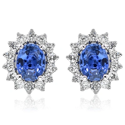 Shop Diana M. Diamond Earrings In Blue