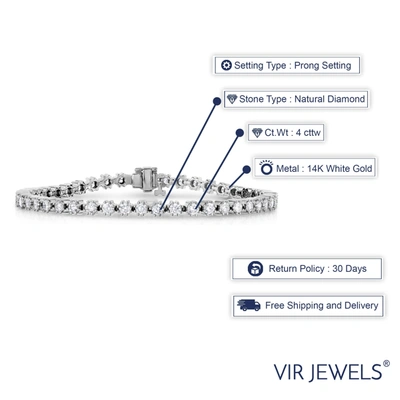 Shop Vir Jewels 4 Cttw Diamond Tennis Bracelet 14k White Gold Classic 8 Prong Round 7 Inch In Silver