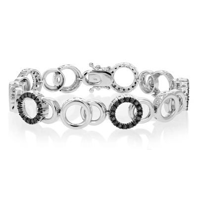 Vir Jewels 2 Cttw Black Diamond Tennis Bracelet .925 Sterling Silver With Rhodium Circle