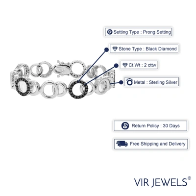 Vir Jewels 2 Cttw Black Diamond Tennis Bracelet .925 Sterling Silver With Rhodium Circle