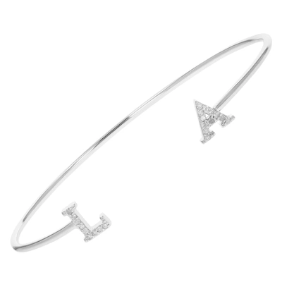 Vir Jewels 1/8 Cttw Diamond Bangle Bracelet .925 Sterling Silver With Rhodium Los Angeles In Silver