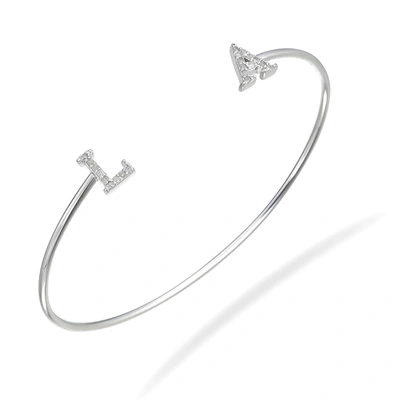 Vir Jewels 1/8 Cttw Diamond Bangle Bracelet .925 Sterling Silver With Rhodium Los Angeles In Silver
