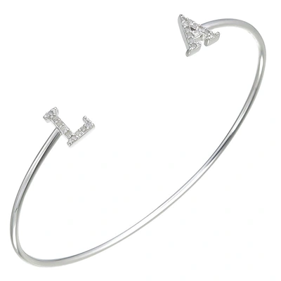 Vir Jewels 1/8 Cttw Diamond Bangle Bracelet .925 Sterling Silver With Rhodium Los Angeles In Silver