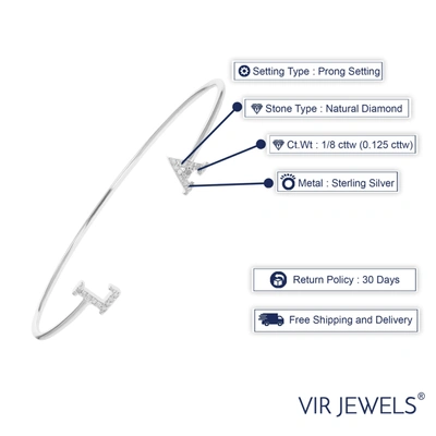 Vir Jewels 1/8 Cttw Diamond Bangle Bracelet .925 Sterling Silver With Rhodium Los Angeles In Silver