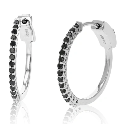 Vir Jewels 1/2 Cttw Black Diamond Hoop Earrings .925 Sterling Silver Prong Set 3/4 Inch In Black