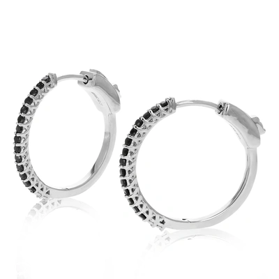 Vir Jewels 1/2 Cttw Black Diamond Hoop Earrings .925 Sterling Silver Prong Set 3/4 Inch In Black
