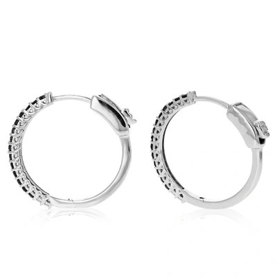 Vir Jewels 1/2 Cttw Black Diamond Hoop Earrings .925 Sterling Silver Prong Set 3/4 Inch In Black