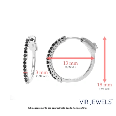 Vir Jewels 1/2 Cttw Black Diamond Hoop Earrings .925 Sterling Silver Prong Set 3/4 Inch In Black