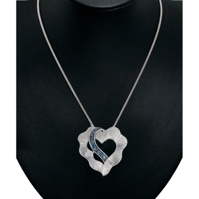 Vir Jewels 1/5 Cttw Blue Diamond Heart Pendant Necklace .925 Sterling Silver With Chain In White