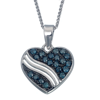 Vir Jewels 1/2 Cttw Blue Diamond Heart Pendant Necklace .925 Sterling Silver With Chain In Silver