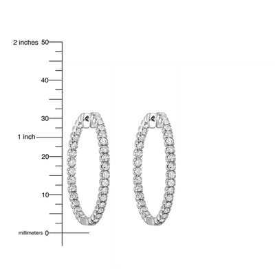 Vir Jewels 2 Cttw Lab Grown Diamond Inside Out Hoop Earrings 14k White Gold Round Prong 1.25 Inch In Silver