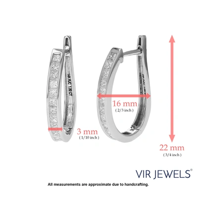 Vir Jewels 1.50 Cttw Princess Cut Diamond Hoop Earrings 14k White Gold Channel Set 1 Inch In Silver