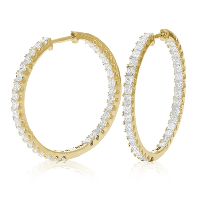 Vir Jewels 3 Cttw Princess Cut Diamond Inside Out Hoop Earrings 14k Yellow Gold Prong 1 Inch In Silver