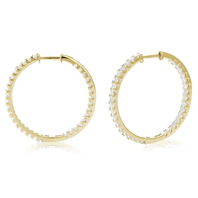 Vir Jewels 3 Cttw Princess Cut Diamond Inside Out Hoop Earrings 14k Yellow Gold Prong 1 Inch In Silver