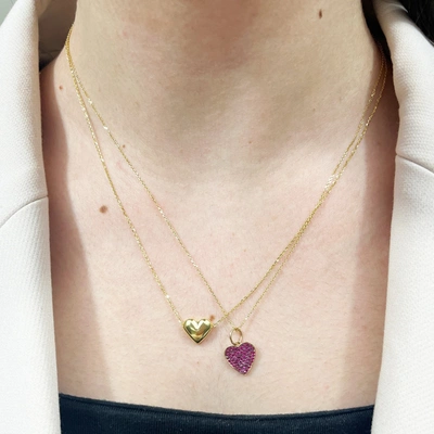 Shop The Lovery Gold Puffy Heart Necklace