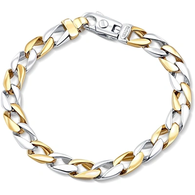 Shop Pompeii3 Solid 14k Gold Or Platinum 8.5mm Cuban Link Men's Chain Bracelet 32.8 - 50 Grams In White