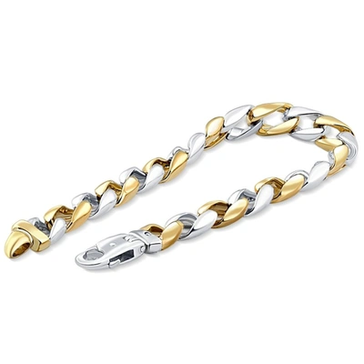 Shop Pompeii3 Solid 14k Gold Or Platinum 8.5mm Cuban Link Men's Chain Bracelet 32.8 - 50 Grams In White