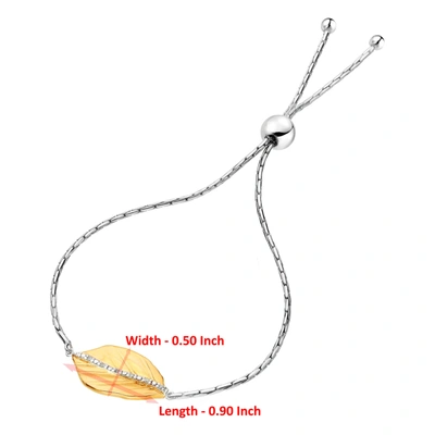 Vir Jewels 1/20 Cttw Diamond Bolo Bracelet Yellow Gold Plated Over Sterling Silver Leaf In Silver