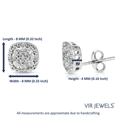 Vir Jewels 1/10 Cttw Diamond Earrings In .925 Sterling Silver Push Backs Cushion Shape In Silver