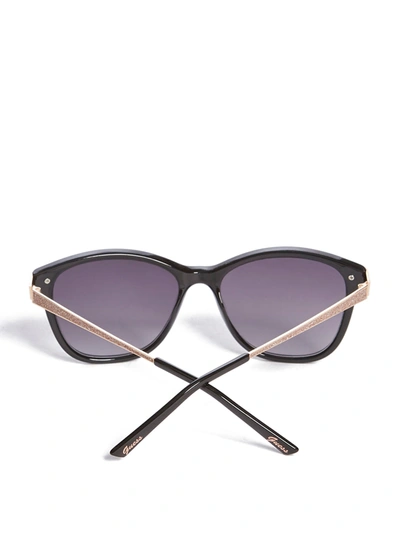 Shop Guess Factory Glitter Oversize Square Retro Sunglasses In Purple