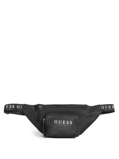 Shop Guess Factory Logo Tape Fanny Pack In Black