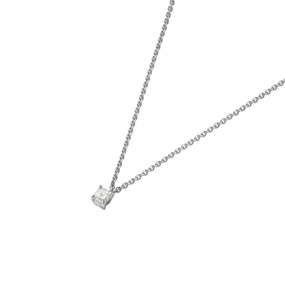 Shop Ame Âme Trio 18k White Gold, Lab-grown Diamond 0.28ct. Single Stone Pendant Necklace In Silver