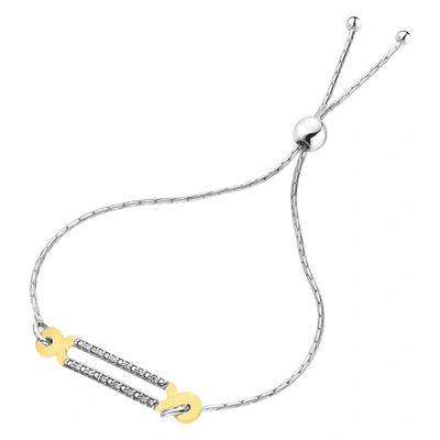 Vir Jewels 1/10 Cttw Diamond Bolo Bracelet Yellow Gold Plated Over Silver Two Row Style In Gold