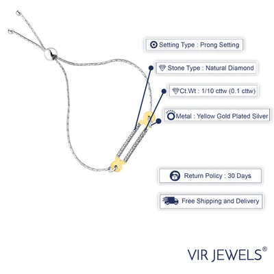 Vir Jewels 1/10 Cttw Diamond Bolo Bracelet Yellow Gold Plated Over Silver Two Row Style In Gold