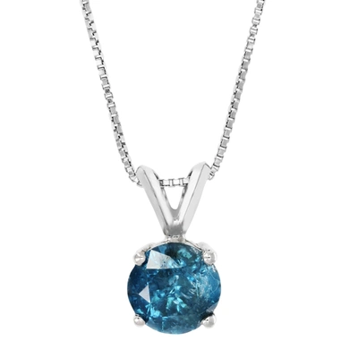 Vir Jewels 1.25 Cttw Blue Diamond Solitaire Pendant Necklace 14k White Gold Round And Chain