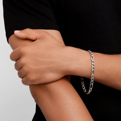 Adornia Water Resistant Figaro Chain Bracelet In Silver