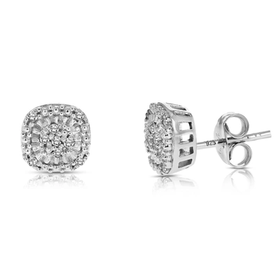 Vir Jewels 1/10 Cttw Diamond Earrings .925 Sterling Silver With Rhodium Plating In Silver