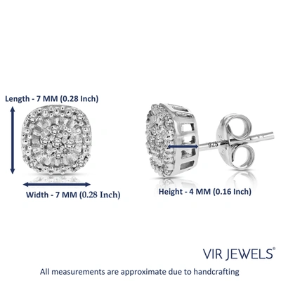 Vir Jewels 1/10 Cttw Diamond Earrings .925 Sterling Silver With Rhodium Plating In Silver