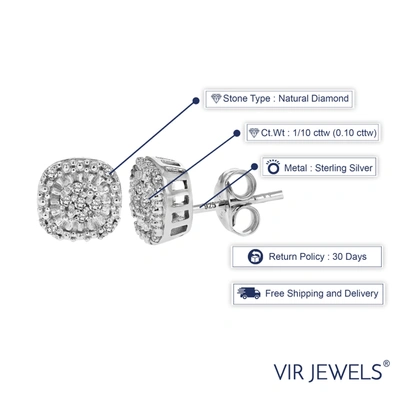 Vir Jewels 1/10 Cttw Diamond Earrings .925 Sterling Silver With Rhodium Plating In Silver