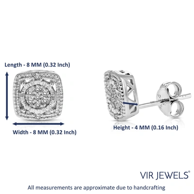Vir Jewels 1/10 Cttw Diamond Earrings In .925 Sterling Silver Push Backs Square Shape In Silver