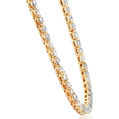 Pompeii3 43.50ct Natural Diamond Men's Tennis Necklace Solid 14k Yellow Gold 24" In Silver