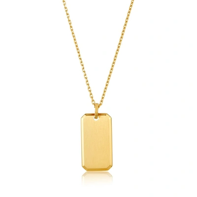 Shop Adornia Dog Tag Necklace 24" Gold In Yellow