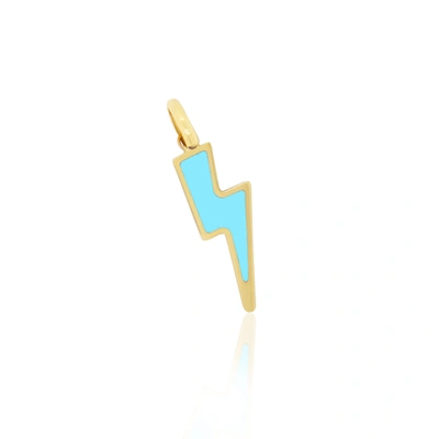 Shop The Lovery Mini Turquoise Lightning Bolt Charm In Blue