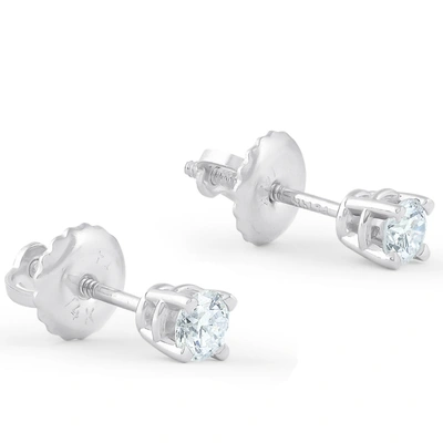 Pompeii3 1/3ct T. W. Round Cut Natural Diamond Screw Back Studs 14k White Gold In Silver