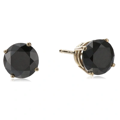 Vir Jewels 1.50 Cttw Black Diamond Stud Earrings 14k Yellow Gold Round Push Backs 4 Prong Basket In Black