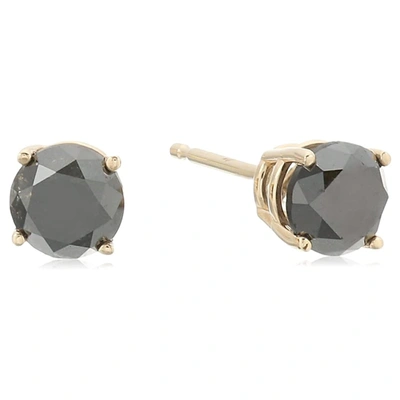 Vir Jewels 1.50 Cttw Black Diamond Stud Earrings 14k Yellow Gold Round Push Backs 4 Prong Basket In Black