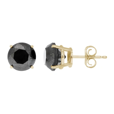 Vir Jewels 1.50 Cttw Black Diamond Stud Earrings 14k Yellow Gold Round Push Backs 4 Prong Basket In Black
