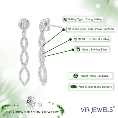 Vir Jewels 1/5 Cttw Lab Grown Diamond Dangle Earrings .925 Sterling Silver Prong Set 1 1/4 Inch In Silver