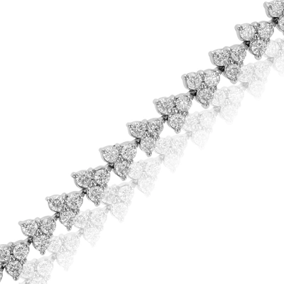 Vir Jewels 5 Cttw Diamond 3 Stone Cluster Bracelet 10k White Gold Round Prong Set 7 Inch In Silver