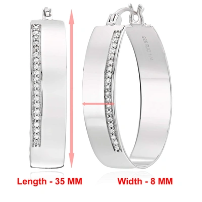 Vir Jewels 1/4 Cttw Diamond Hoop Earrings .925 Sterling Silver With Rhodium Round 1.50 Inch In Silver