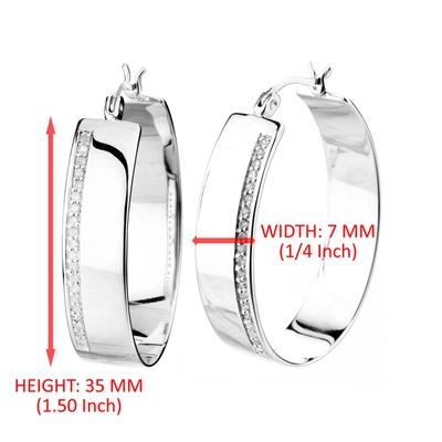 Vir Jewels 1/4 Cttw Diamond Hoop Earrings .925 Sterling Silver With Rhodium Round 1.50 Inch In Silver