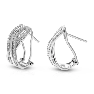 Vir Jewels 1/3 Cttw Round Cut Lab Grown Diamond Hoop Earrings In .925 Sterling Silver Prong Set 2/3 Inch In Silver