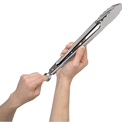 Cuisipro 9.5 Inch Stainless Steel Locking Tongs In Silver